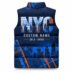 Custom Name City Grid Runner Sleeveless Running Puffer Jacket