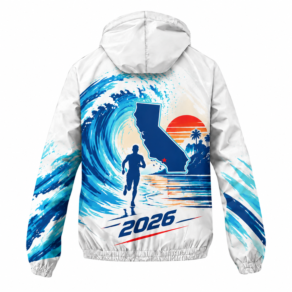 Custom Name California Wave Runner Running Windbreaker Jacket
