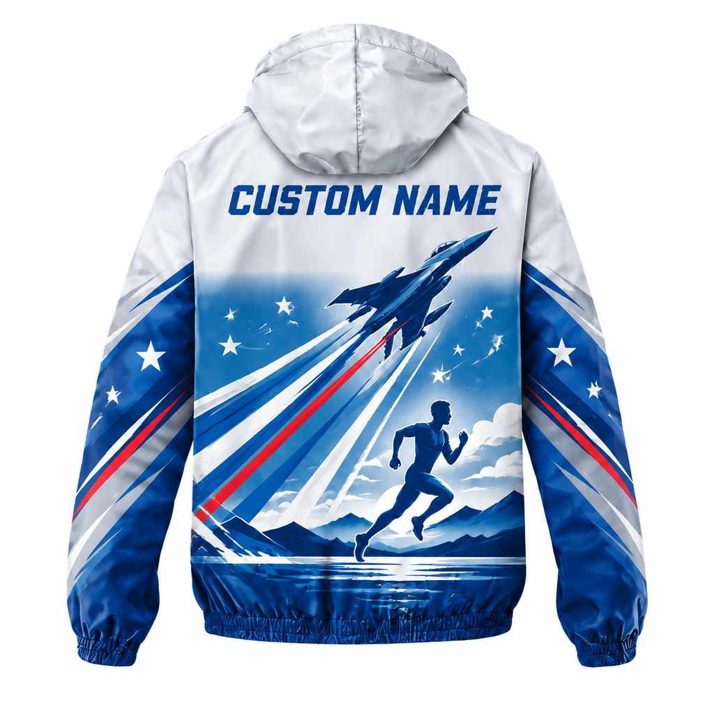 Custom Name Air Force Fly Run Honor Running Windbreaker Jacket