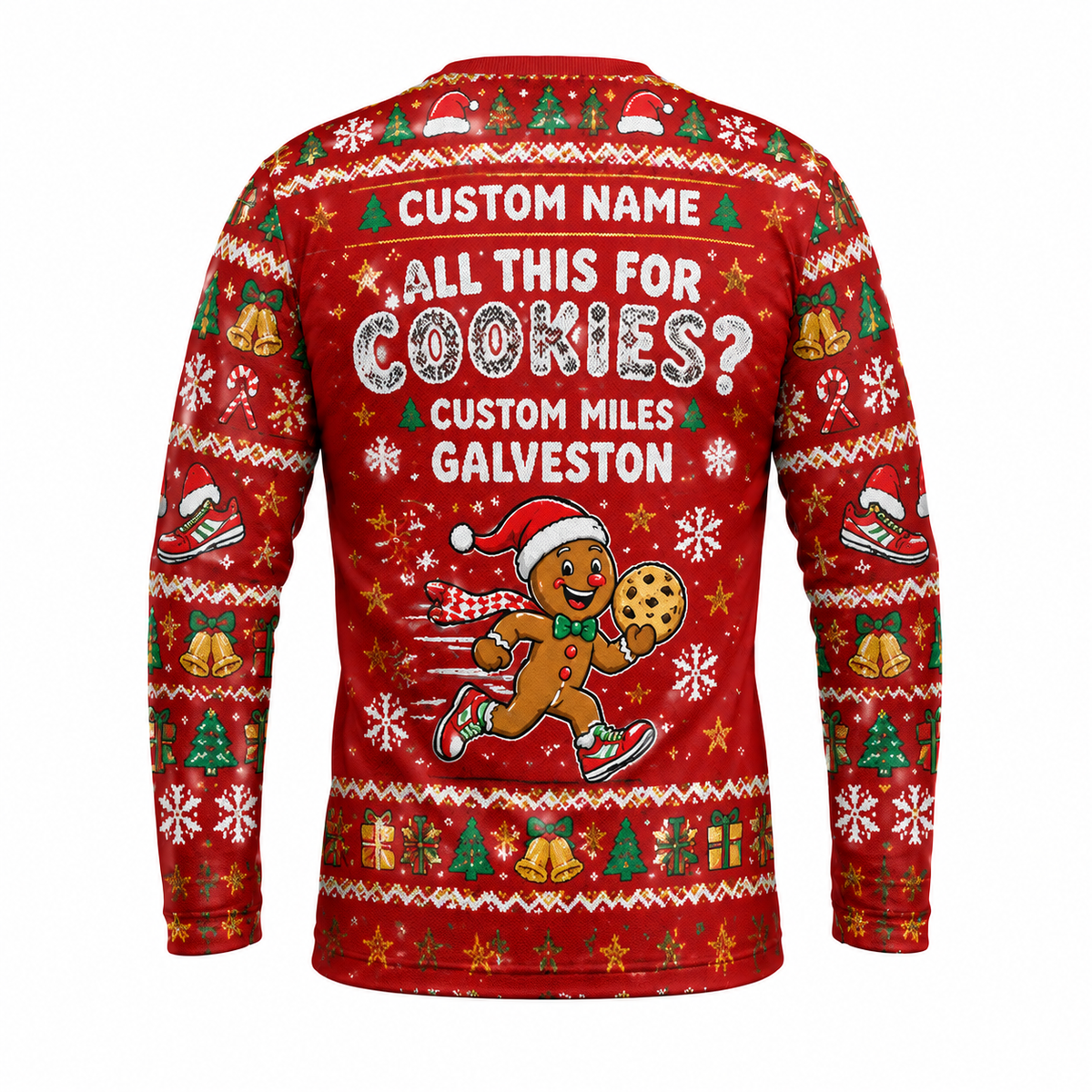 Custom Name Miles Christmas Freakin’ Miles Santa Hustle Galveston Running Long Sleeve Shirt