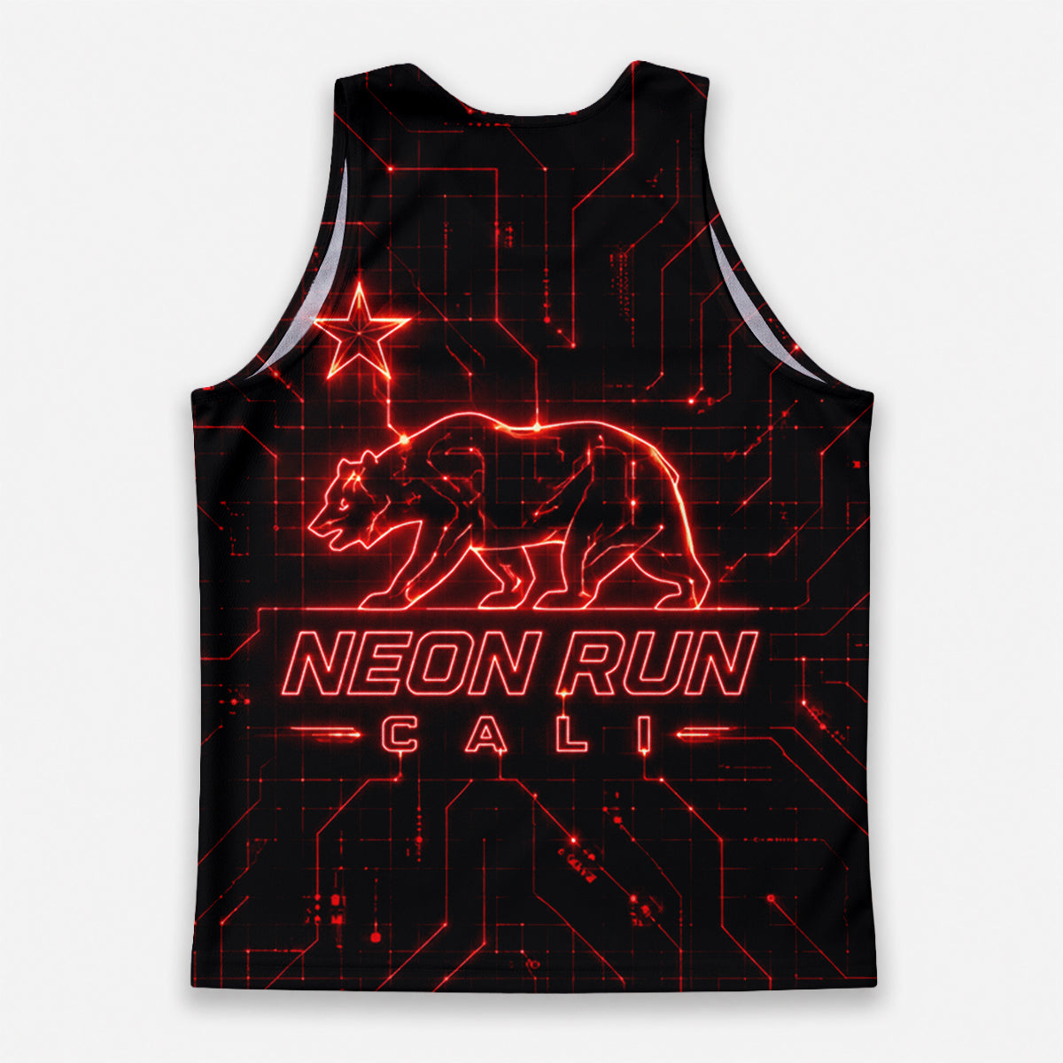 Neon Flag Synthwave California State Running Tank Top