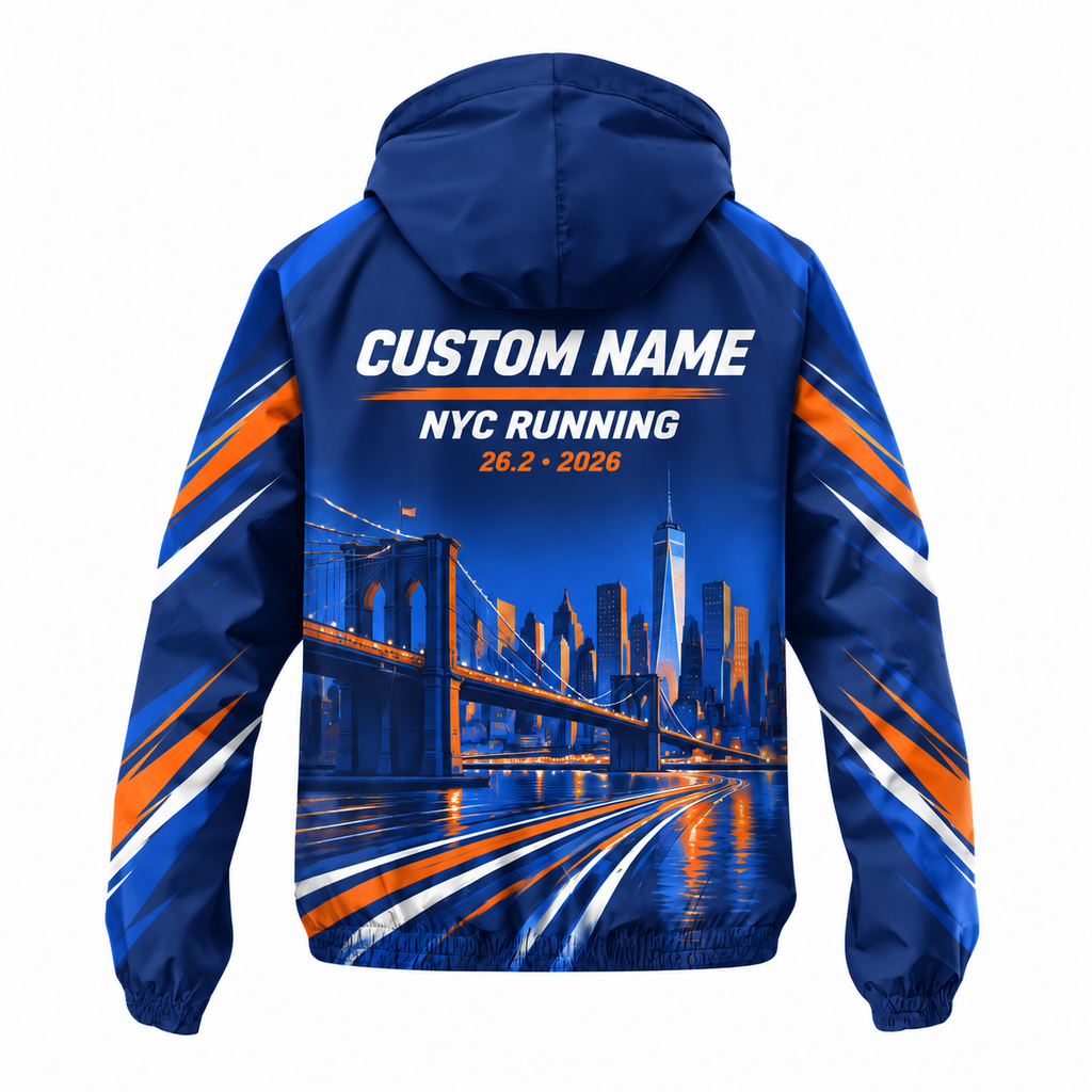 Custom Name From Hometown To NYC 26.2 Running Windbreaker Jacket
