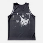 Cat Running Tank Top Funny Gangster Cat Running Singlet for Men and Women