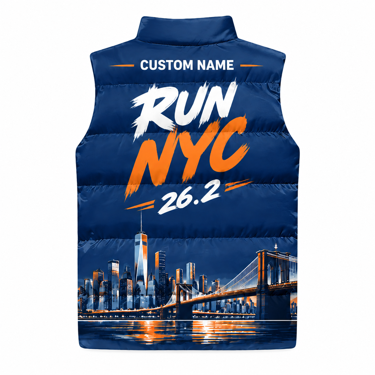 Custom Name From Hometown To NYC Vest Running Sleeveless Puffer Jacket