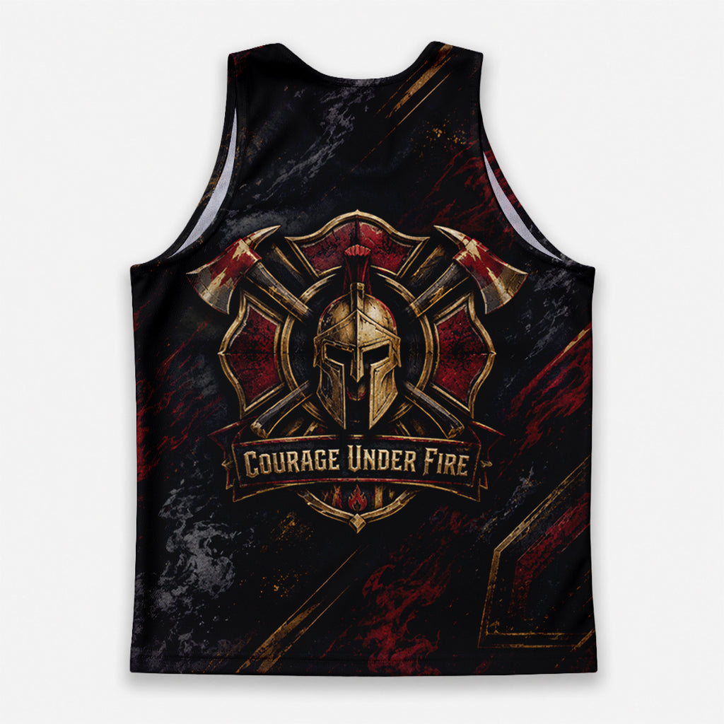 Men's Running Tank Top Firefighter Courage Under Fire Running Singlet
