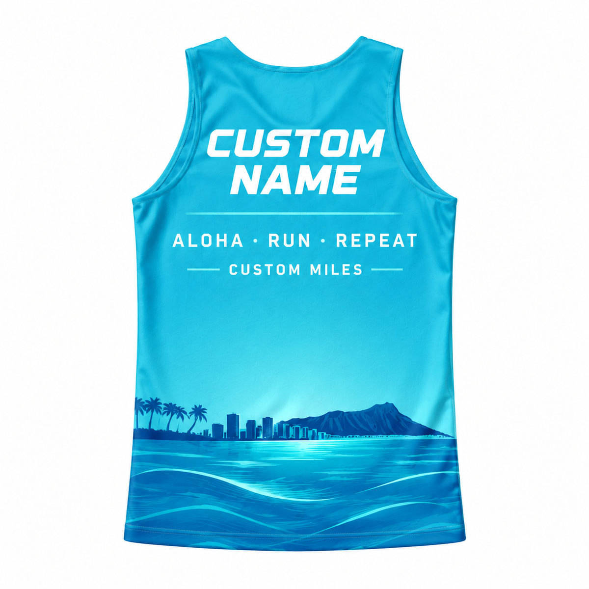 Custom Name Miles Hawaiian Blue Lagoon Running Tank Top