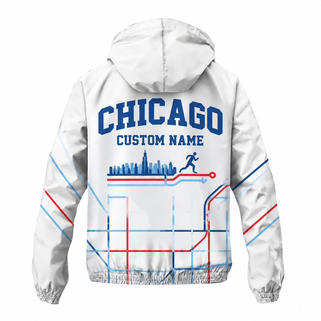 Custom Name Chicago Grid Runner Running Windbreaker Jacket