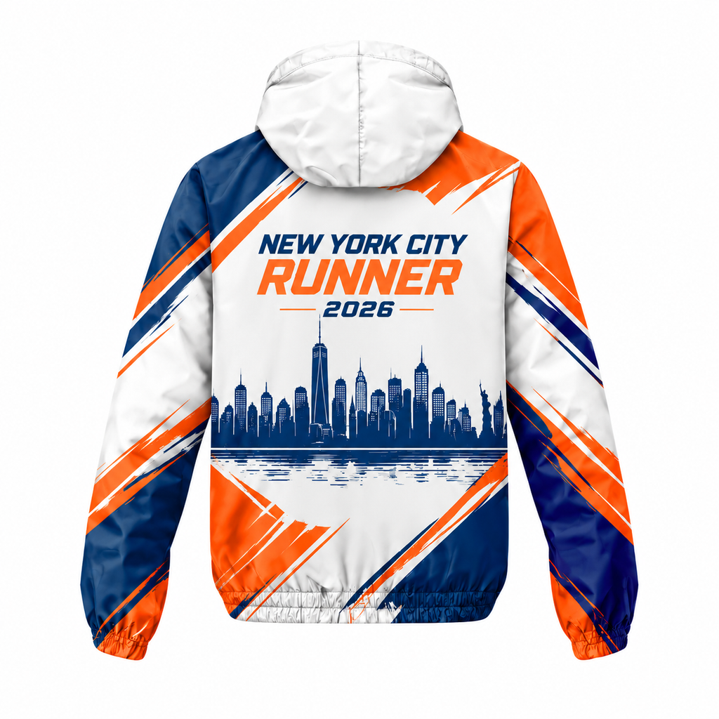 Custom Name Blue Orange Skyline Split Running Windbreaker Jacket