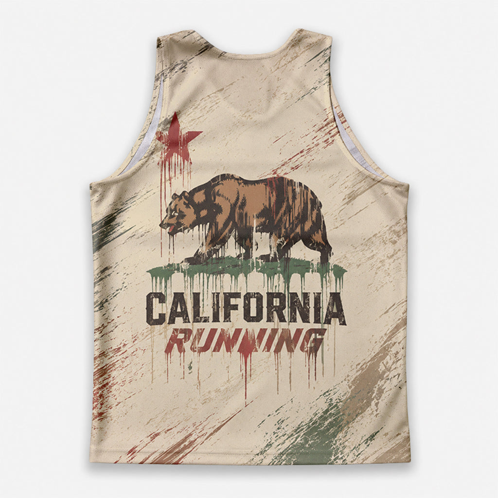 California Flag Grunge Runner California State Running Tank Top