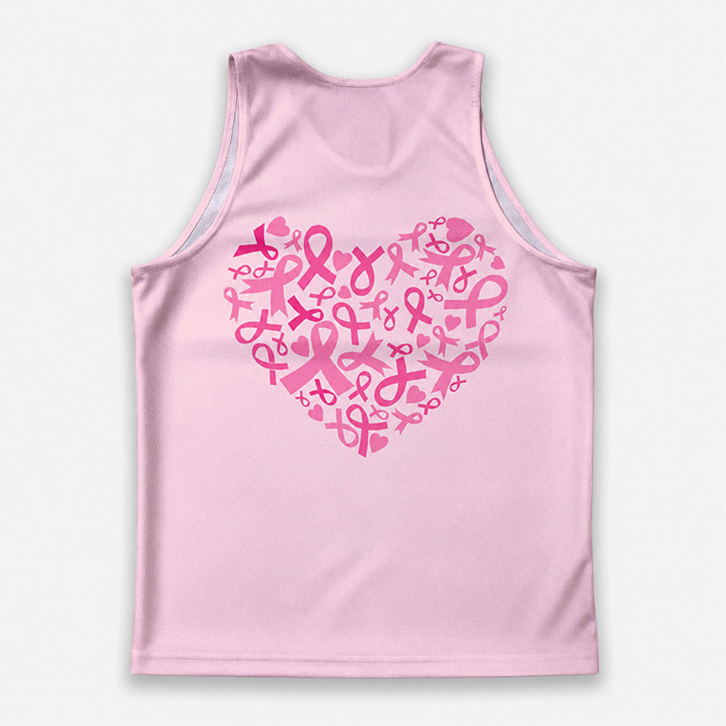 Cancer Fighter Running Tank Top Breast Cancer Pink Ribbon Heart Running Singlet for Men and Women