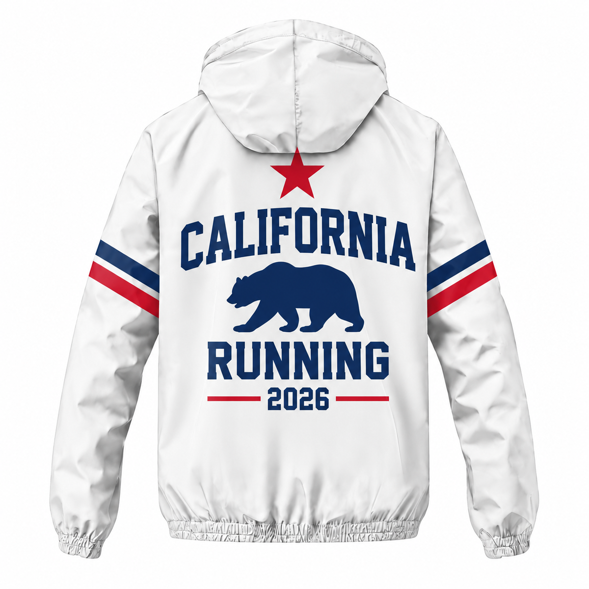 Custom Name California Bear & Star Minimal Running Windbreaker Jacket