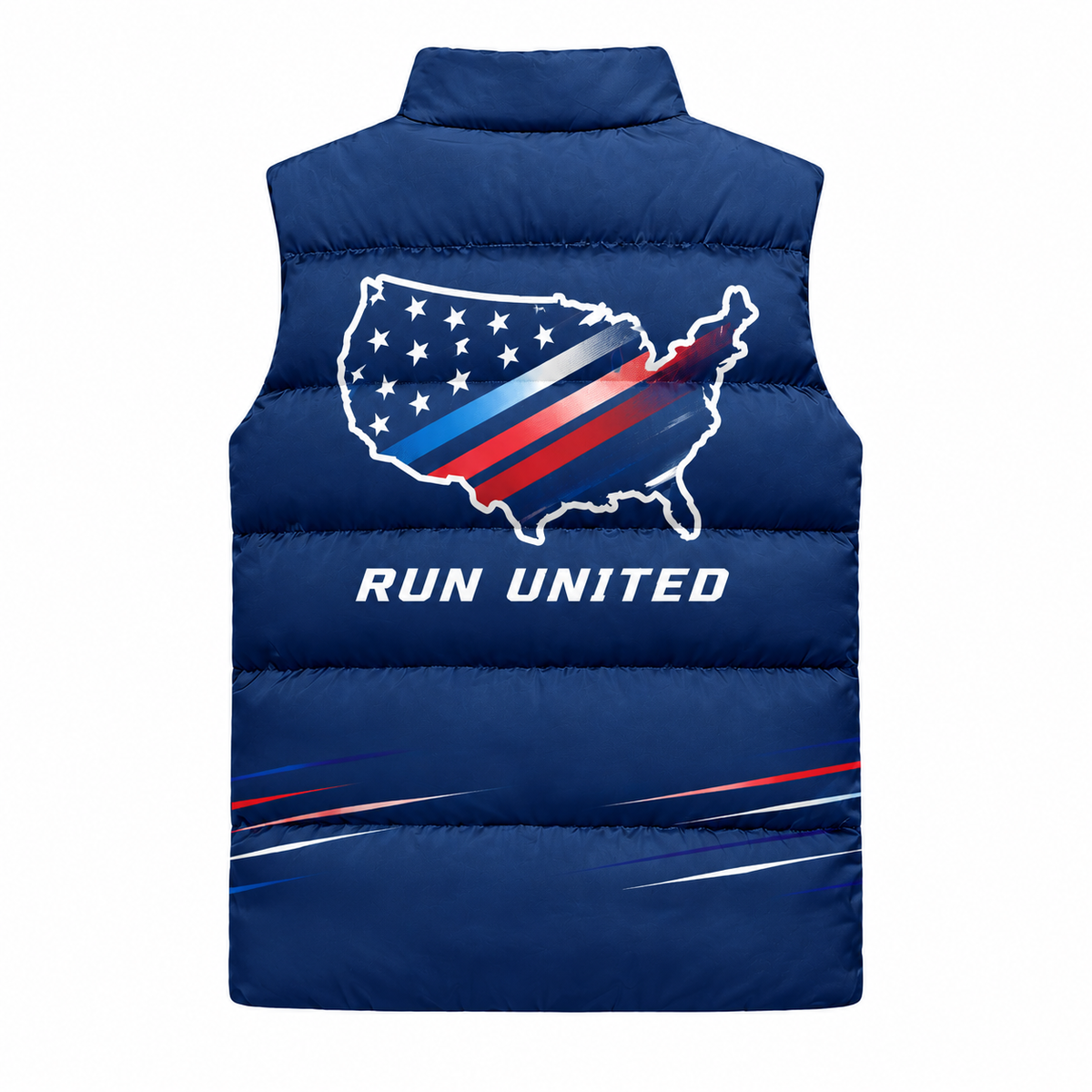 USA Map Stars Runner Sleeveless Running Puffer Jacket