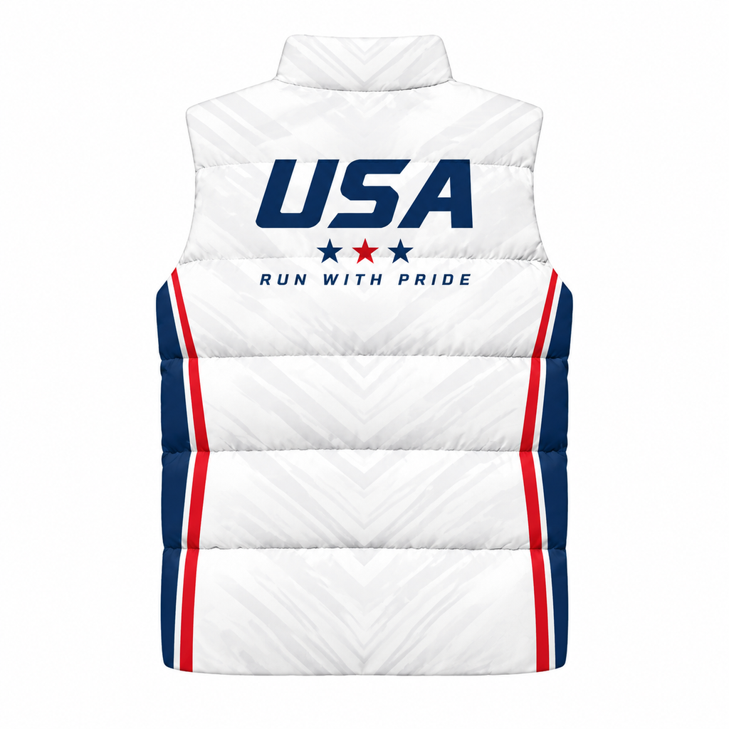 White American Heritage Sleeveless Running Puffer Jacket