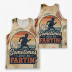 Funny Dad Running Tank Top I Just Be Fartin' Tech Singlet