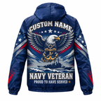Custom Name Navy Sea Eagle Veteran Running Windbreaker Jacket