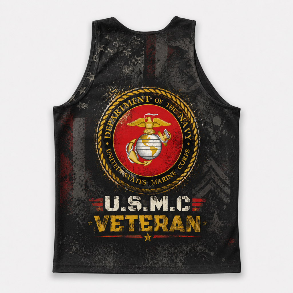 Veteran Running Tank Top - US Marine Corps Veteran V9 Tech Singlet