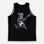 Cat Running Tank Top Rockstar Cat Running Singlet for Men and Women