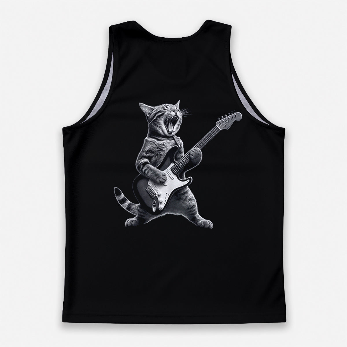 Cat Running Tank Top Rockstar Cat Running Singlet for Men and Women