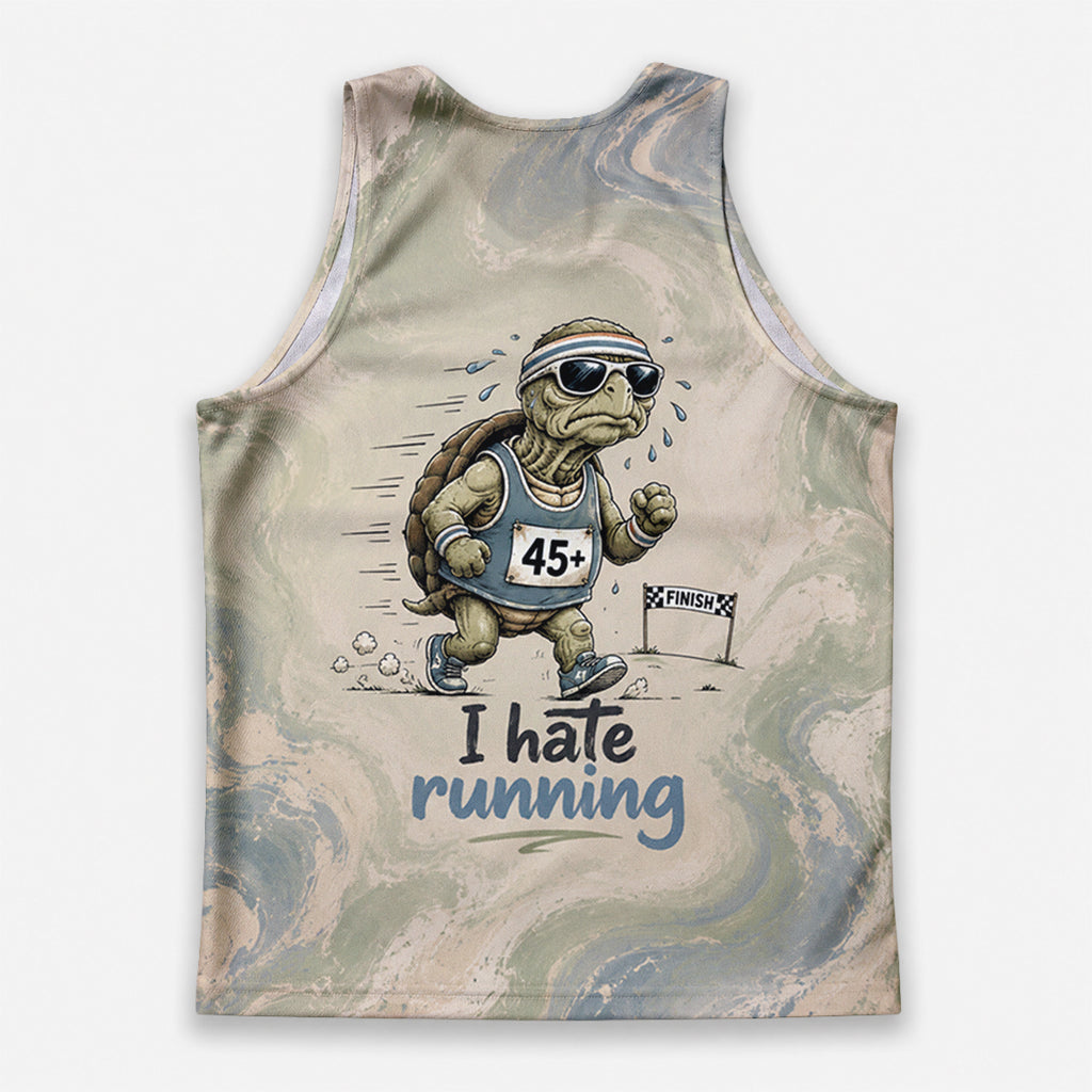 Funny Running Tank Top I Hate Running Turtle Tech Singlet V3