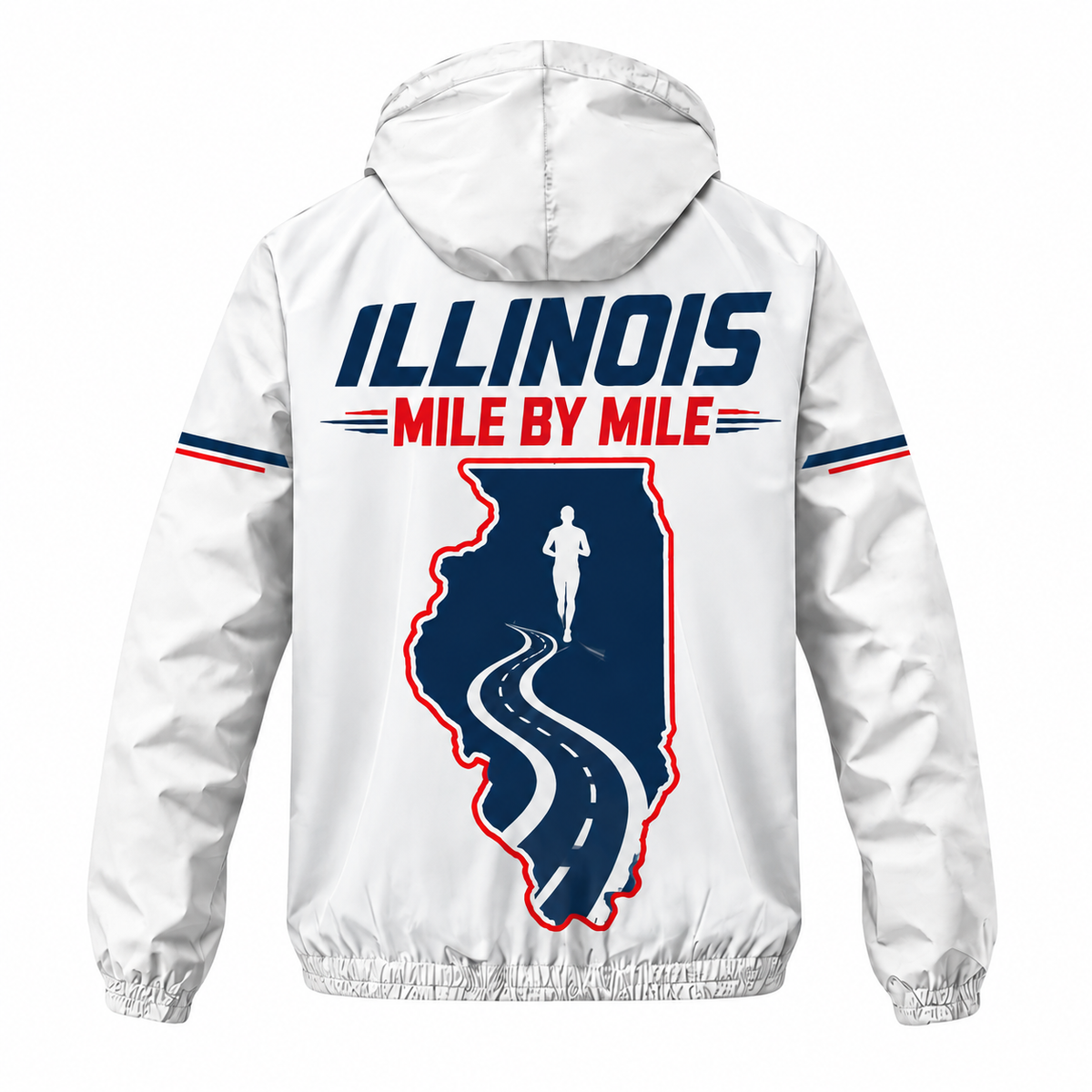 Custom Name Illinois Mile by Mile Illinois Running Windbreaker Jacket