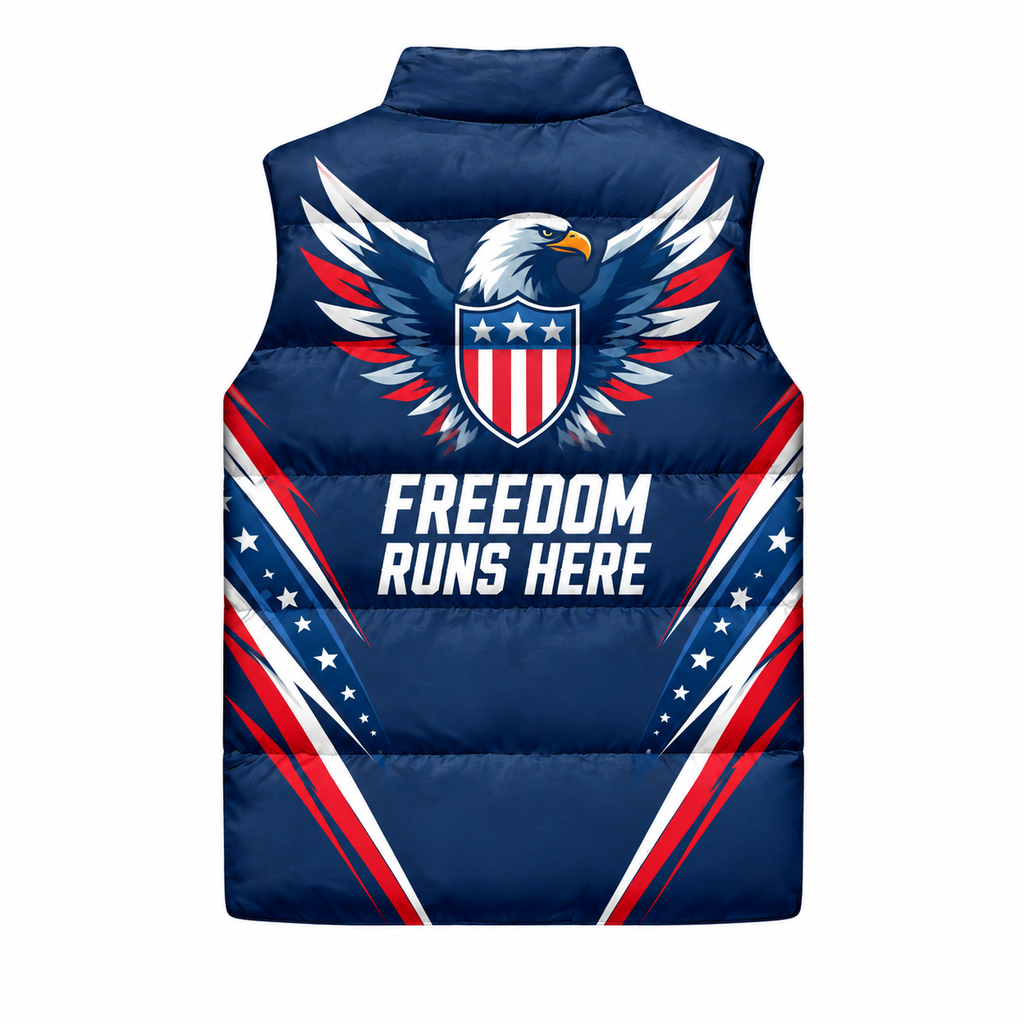 Freedom Eagle Shield Sleeveless Running Puffer Jacket
