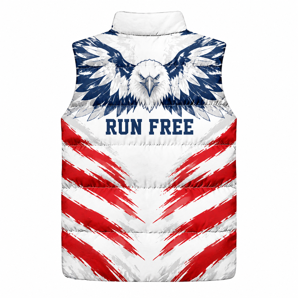 Eagle Wings Stars & Stripes Sleeveless Running Puffer Jacket