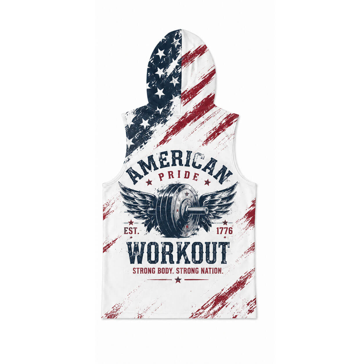 Strong Body Strong Nation Men's Workout Hooded Tank Top