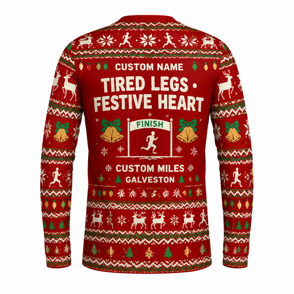 Custom Name Miles Fa La La La Legs Santa Hustle Galveston Running Long Sleeve Shirt