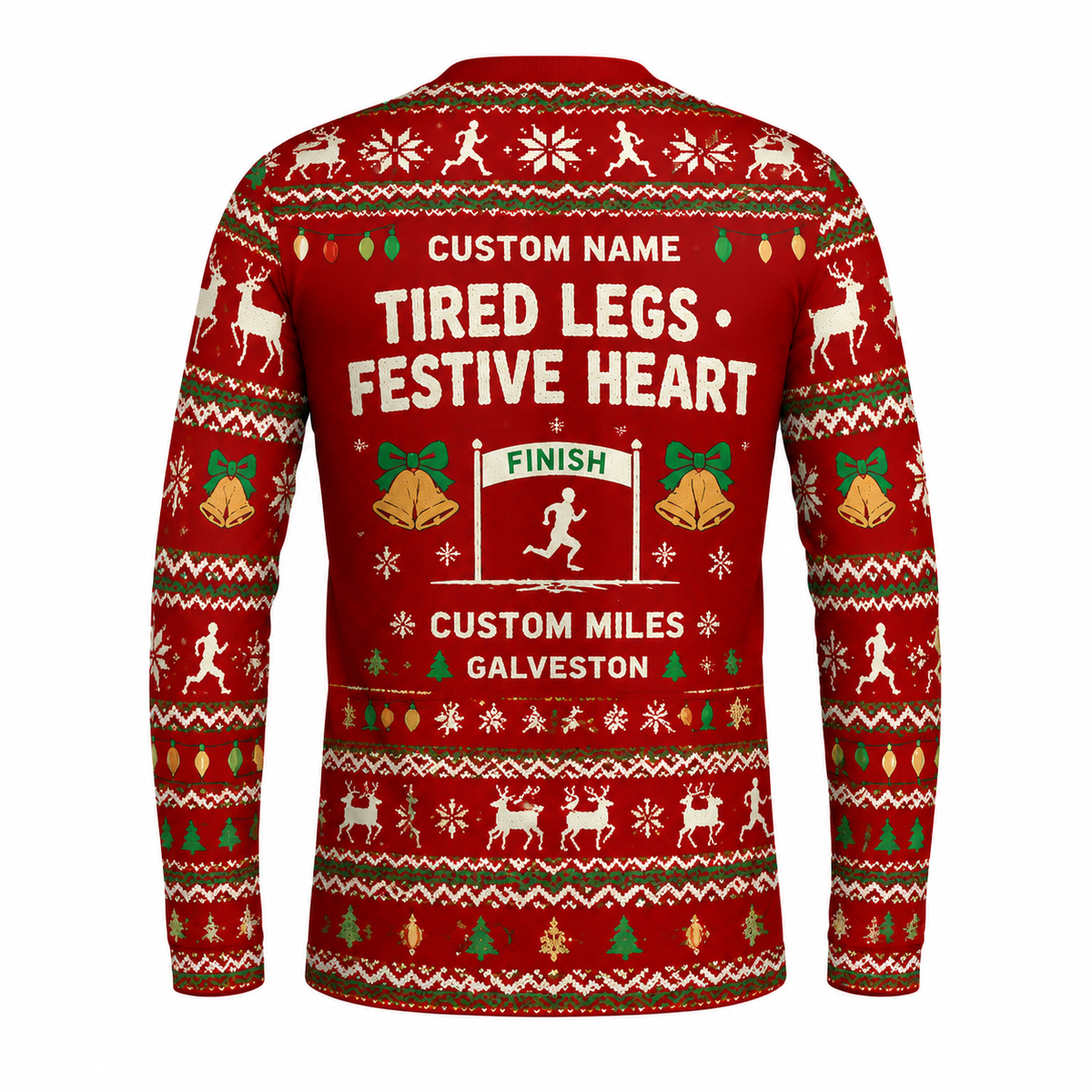 Custom Name Miles Fa La La La Legs Santa Hustle Galveston Running Long Sleeve Shirt