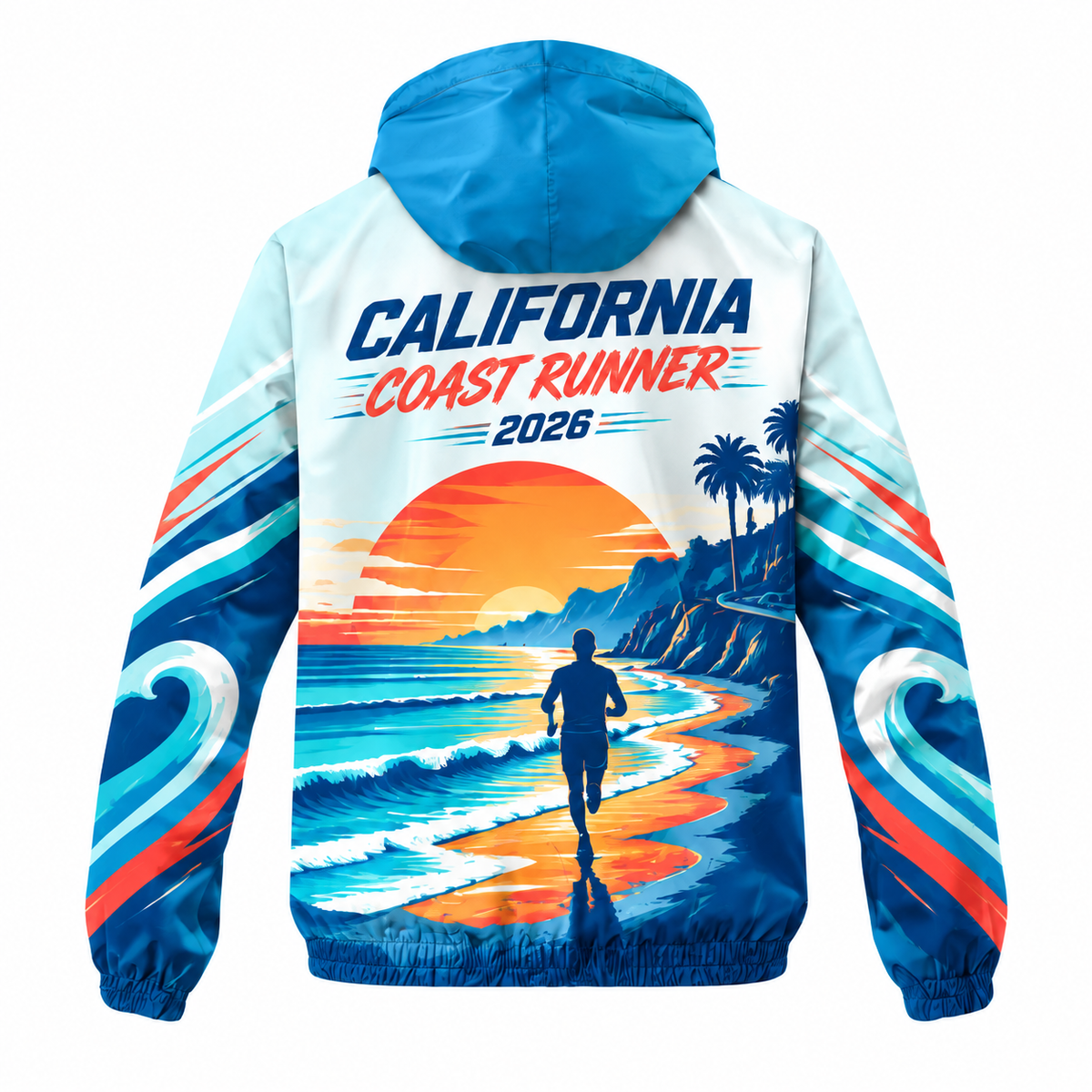 Custom Name California Coast Runner Running Windbreaker Jacket