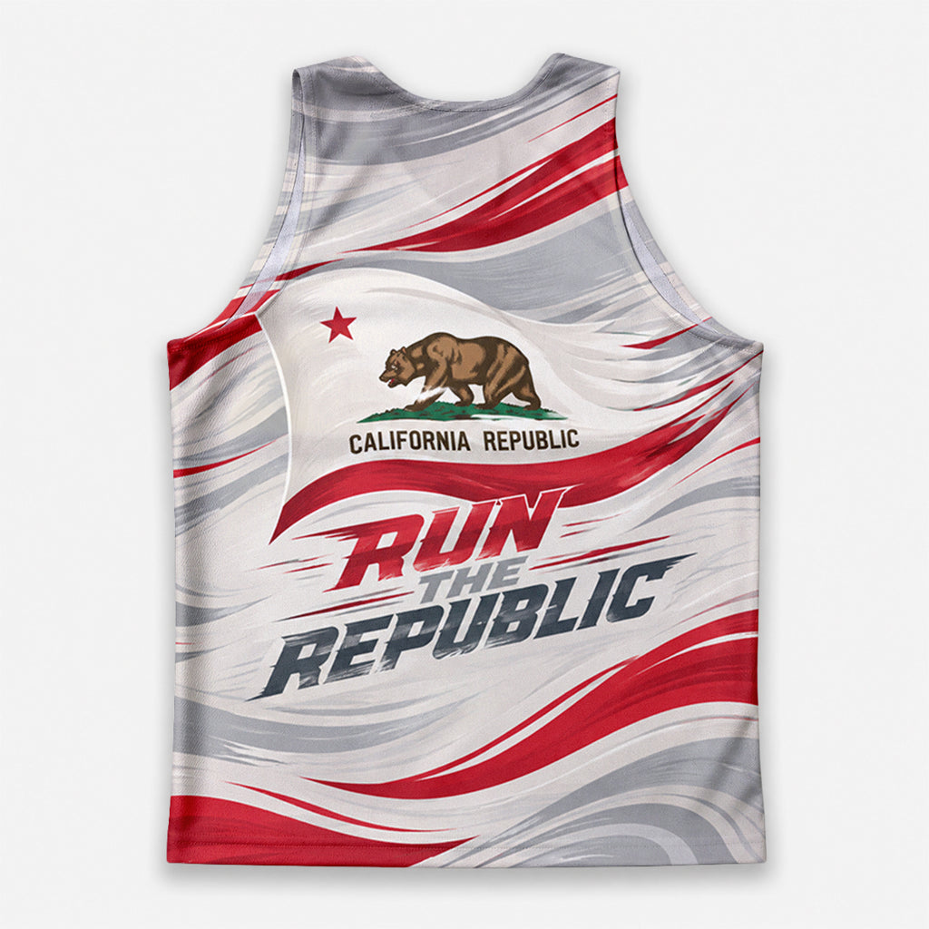 Dynamic Wave Flag California State Running Tank Top
