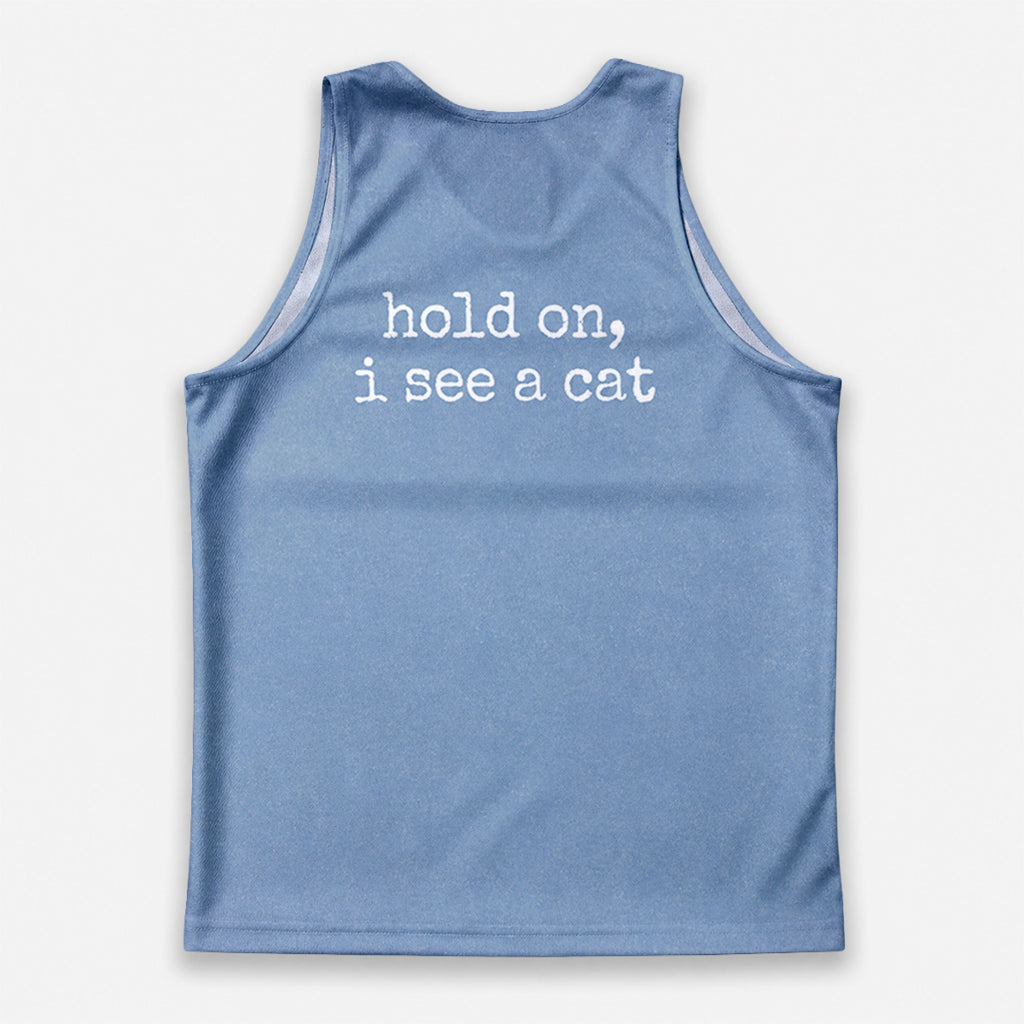 Cat Running Tank Top Hold On I See A Cat Running Singlet for Men and Women