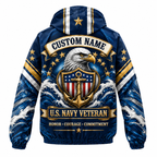 Custom Name Navy Honor Courage Commitment Running Windbreaker Jacket
