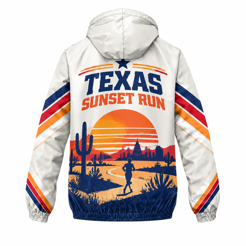 Custom Name Texas Cactus Sunset Running Windbreaker Jacket