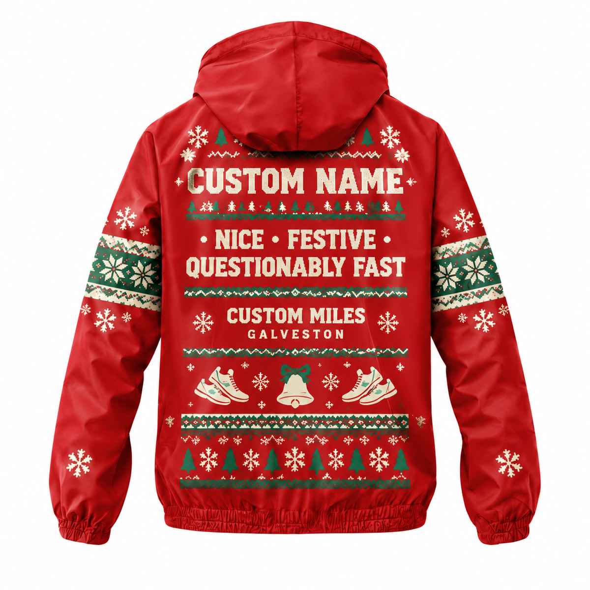 Custom Name Santa’s Slow List Santa Hustle Galveston Running Windbreaker Jacket