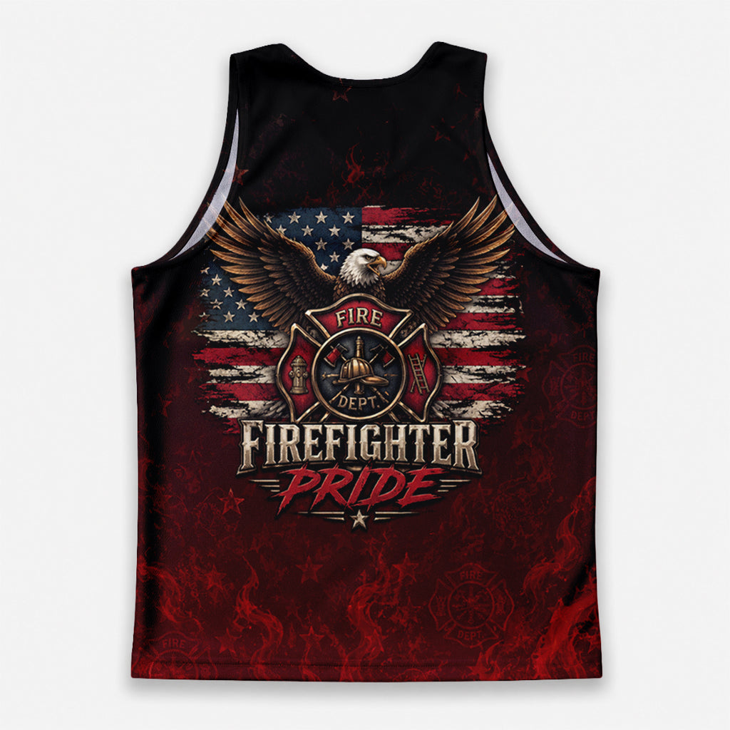Men's Running Tank Top Firefighter Pride American Flag Eagle Running Singlet V2