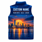 Custom Name Waterfront Reflection NYC Sleeveless Running Puffer Jacket