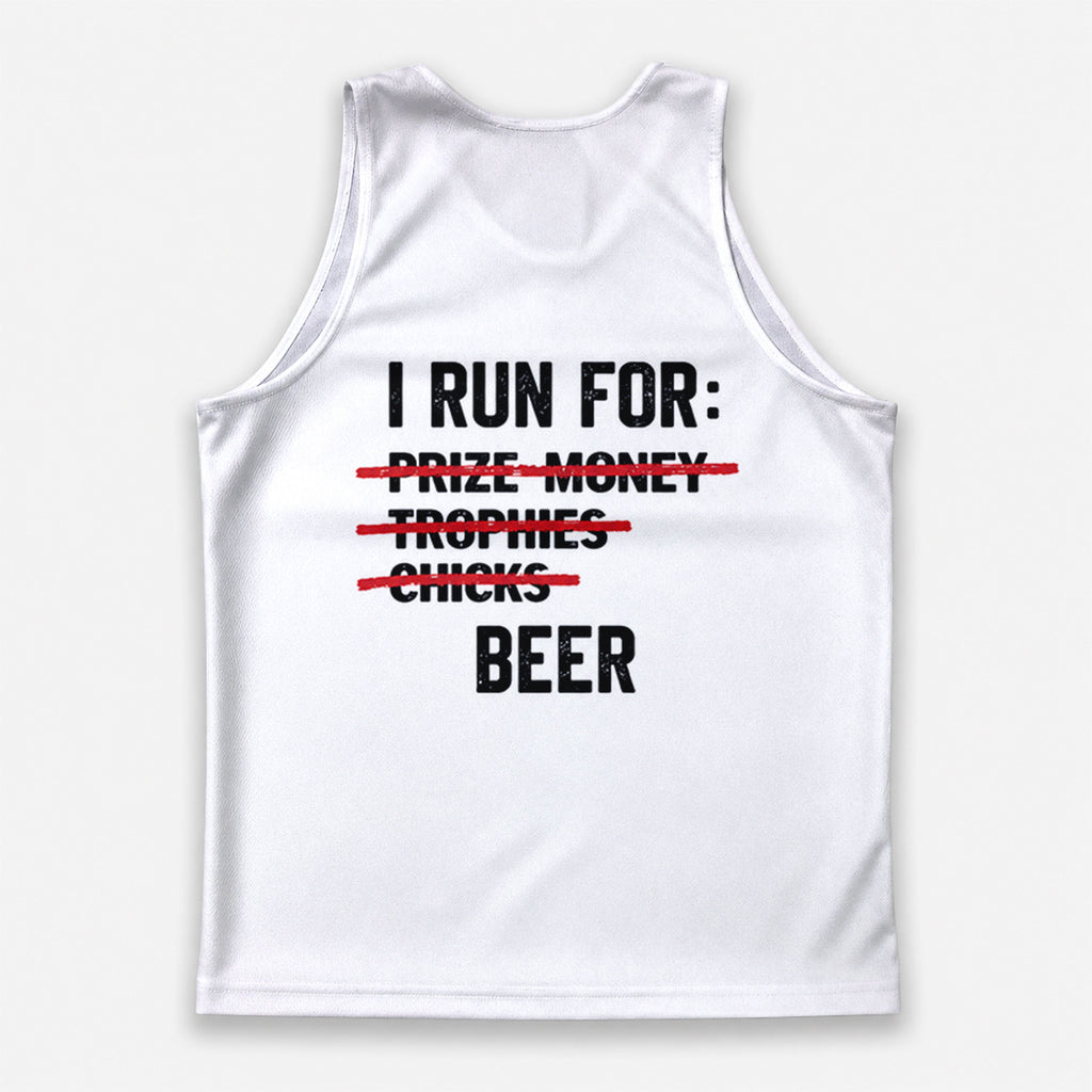 Funny Running Tank Top I Run For Beer Runner Quote Tech Singlet