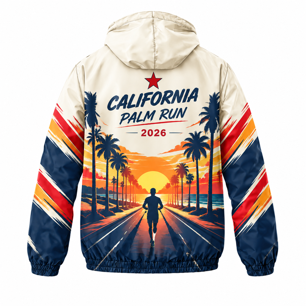 Custom Name California Palm Run Running Windbreaker Jacket