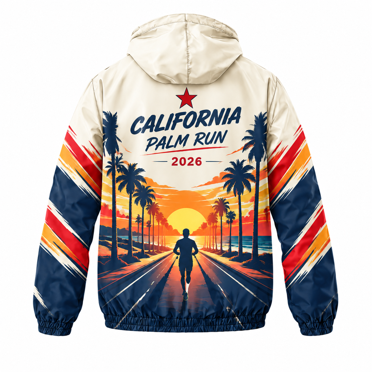 Custom Name California Palm Run Running Windbreaker Jacket
