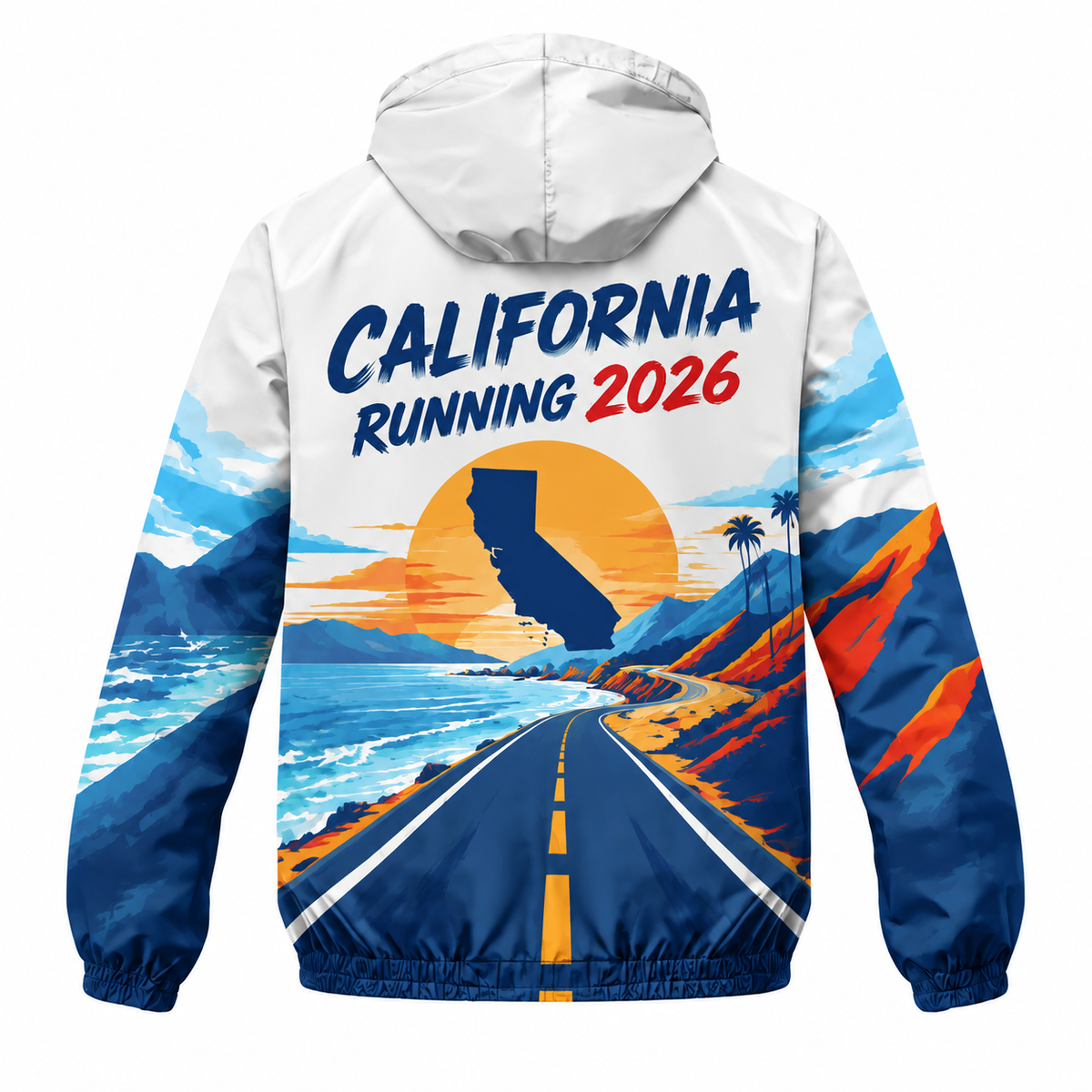 Custom Name California Road To Run Running Windbreaker Jacket