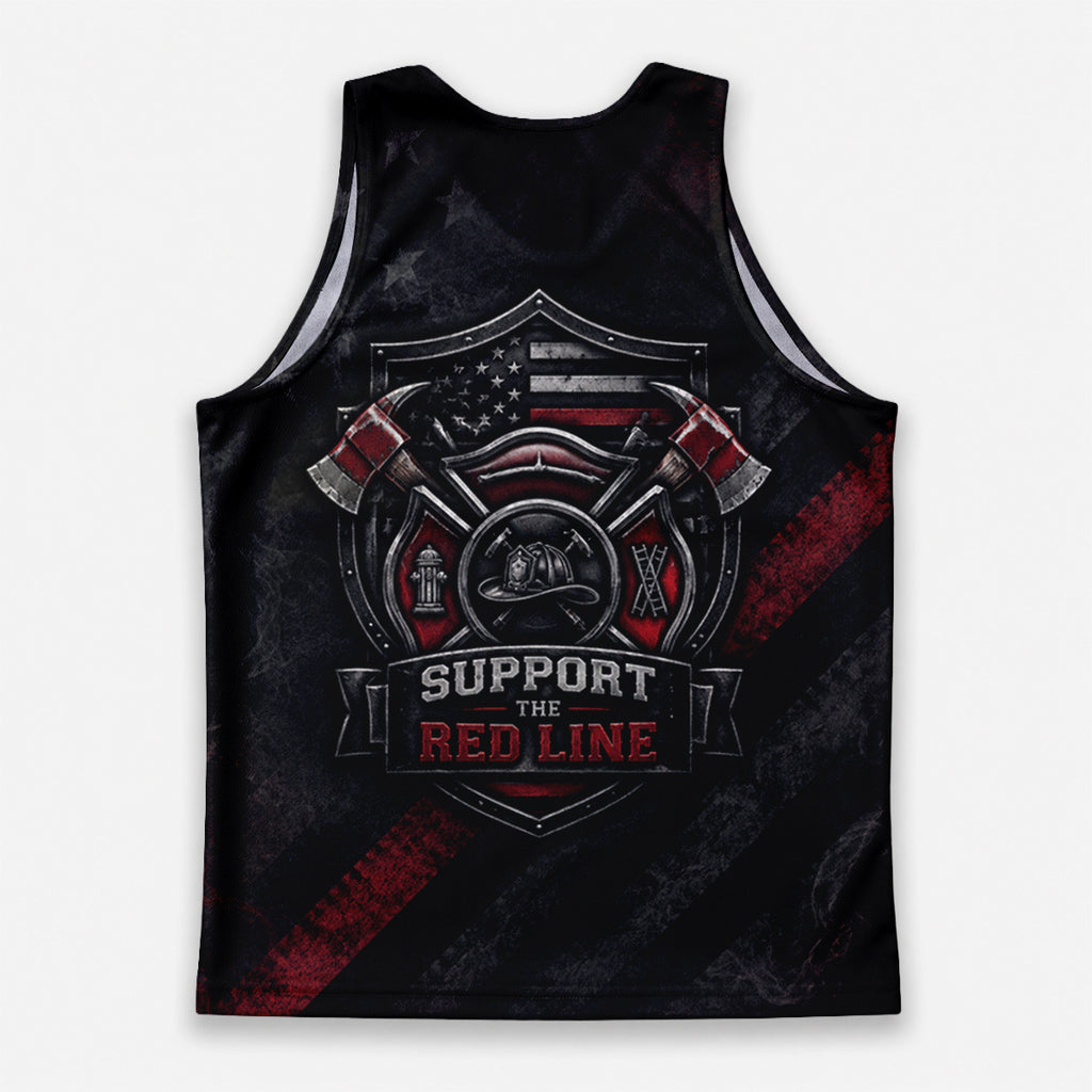 Men's Running Tank Top Firefighter Support The Red Line Running Singlet V2