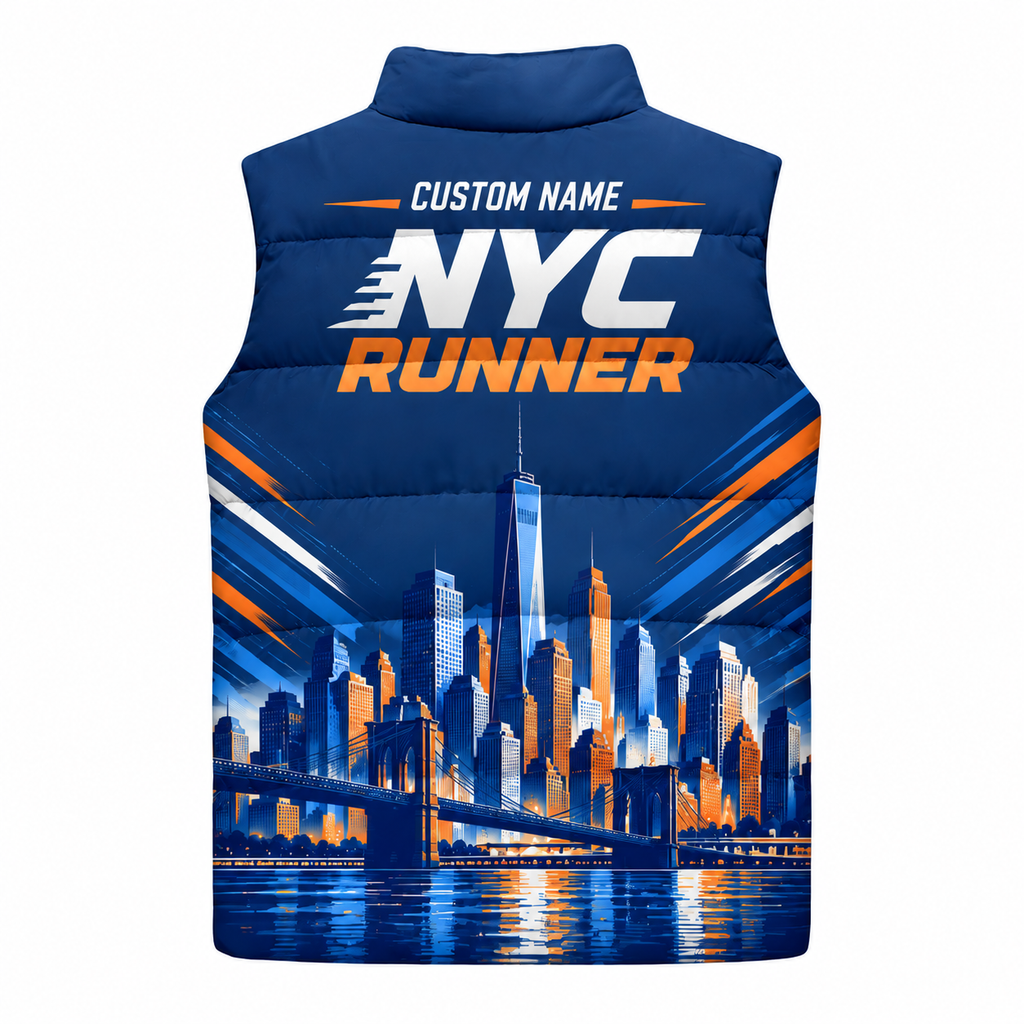 Custom Name Skyline Pulse NYC Sleeveless Running Puffer Jacket