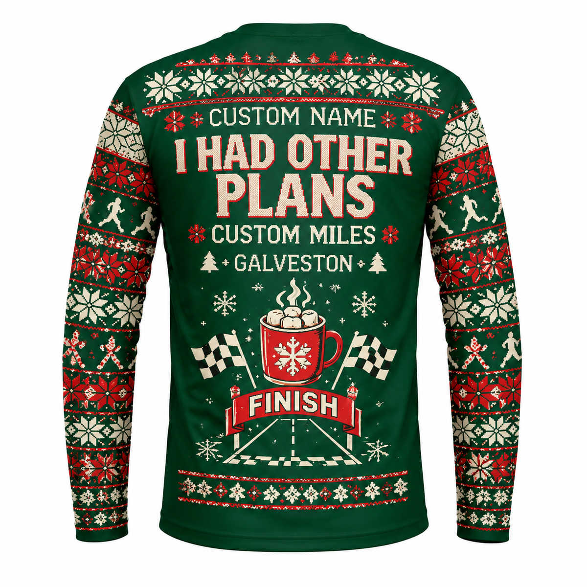 Custom Name Miles Santa Made Me Do It Santa Hustle Galveston Running Long Sleeve Shirt