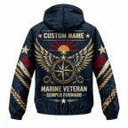 Custom Name Marine Veteran Semper Forward Running Windbreaker Jacket