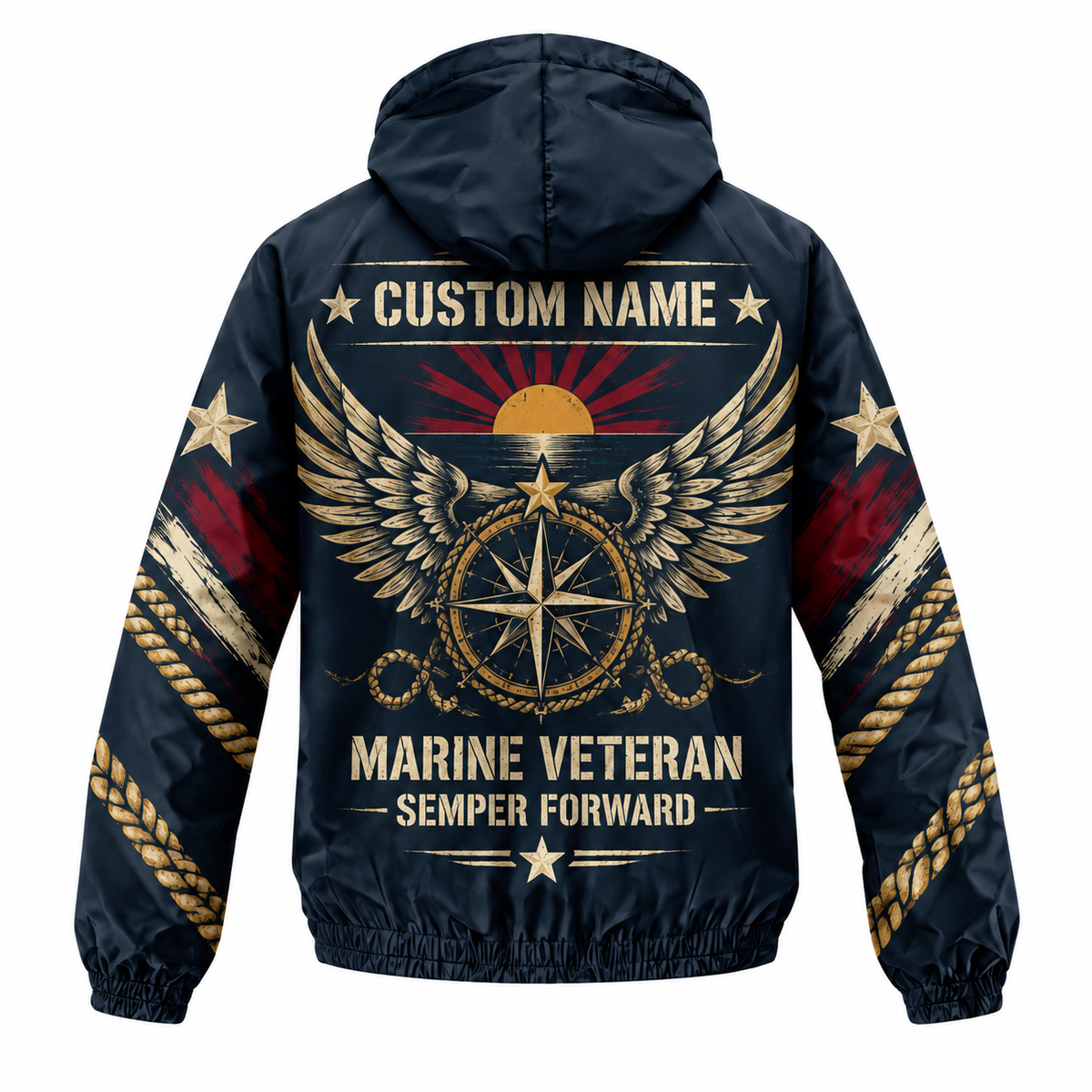 Custom Name Marine Veteran Semper Forward Running Windbreaker Jacket