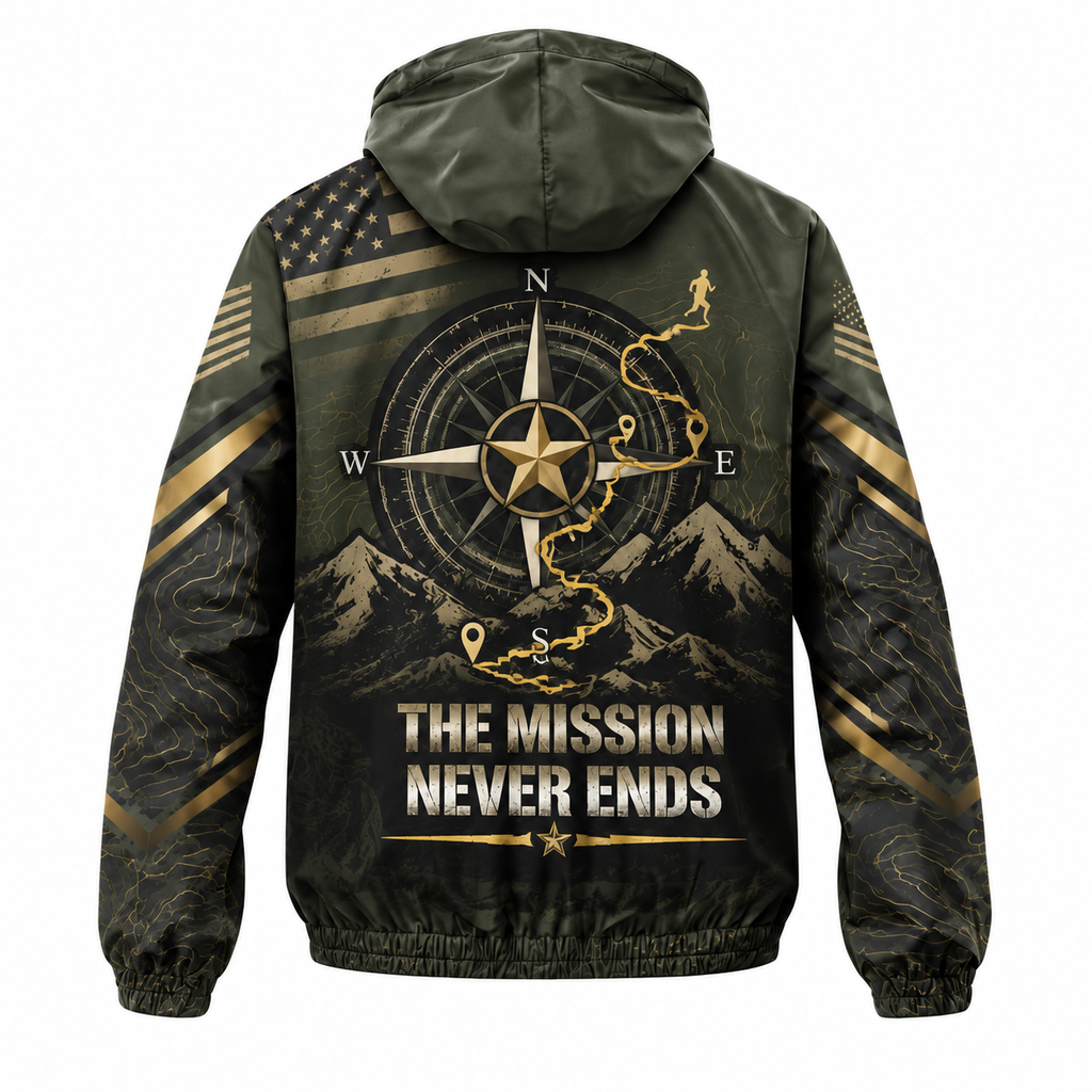 Custom Name Army Mission Never Ends Running Windbreaker Jacket