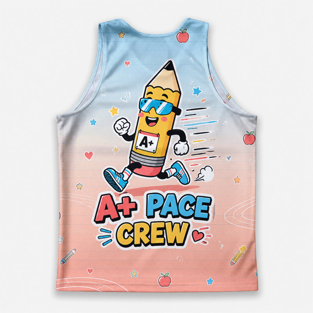 Teacher Running Tank Top Cute Classroom Mascot Style Tech Running Singlet