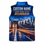 Custom Name Brooklyn Bridge Motion Sleeveless Running Puffer Jacket