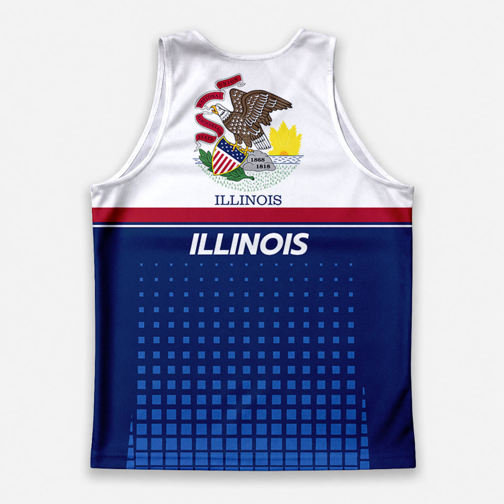Patriotic Tech Running Tank Top - Illinois State Pride Running Singlet